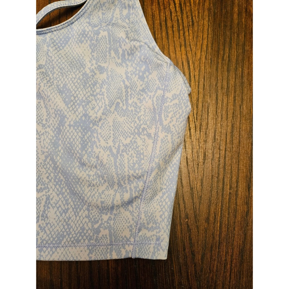 Zelos Womens Blue Snakeskin Print Longline Sports Bra Yoga Crop Top Small - Picture 3 of 8